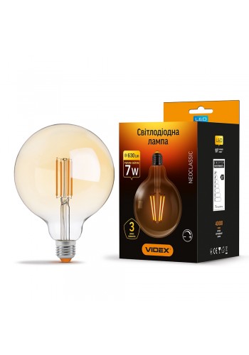 LED лампа VIDEX Filament G125FAD 7W E27 2200K дімерна бронза VL-G125FAD-07272 - 295527