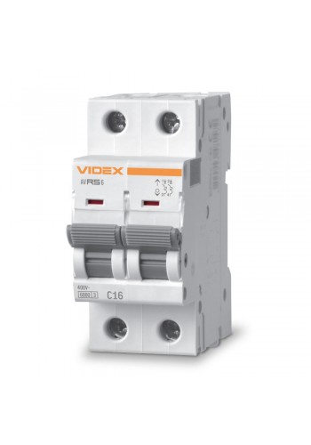 Автоматичний вимикач RS6 2п 16А 6кА С VIDEX RESIST VF-RS6-AV2C16 - 481472