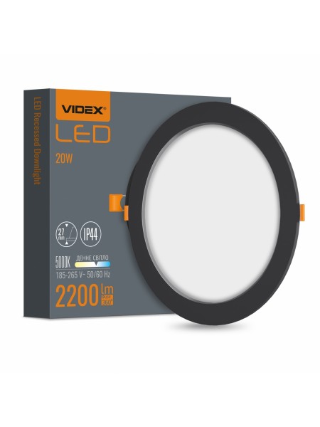 LED світильник Back вбудований круглий VIDEX 20W 5000K Black VL-DLBR-205B - 485265