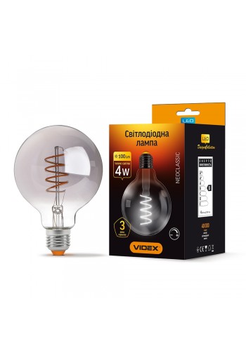 LED лампа VIDEX Filament G95FGD 4W E27 2100K дімерна графіт VL-G95FGD-04272 - 296593
