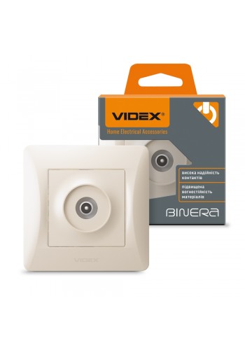 Розетка TV одинарна телевізійна кремова VIDEX BINERA VF-BNSK1TVME-CR - 296074