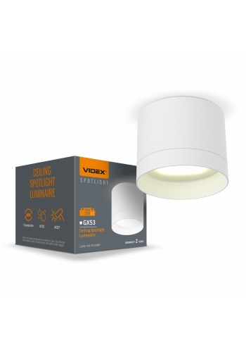 Світильник VIDEX IP44 під лампу GX53 накладний Білий VL-SPF19A-W VL-SPF19A-W - 484725