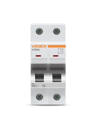 Автоматичний вимикач RS6 2п 6А 6кА С VIDEX RESIST VF-RS6-AV2C06 - 481458