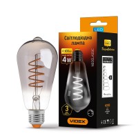 LED лампа VIDEX Filament ST64FGD 4W E27 2100K дімерна графіт VL-ST64FGD-04272 - 296609