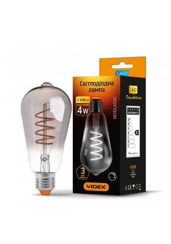 LED лампа VIDEX Filament ST64FGD 4W E27 2100K дімерна графіт VL-ST64FGD-04272 - 296609