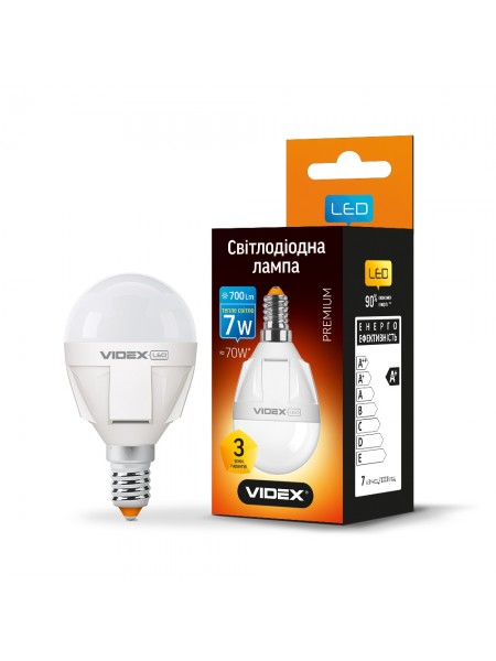 LED лампа VIDEX PREMIUM G45 7W E14 3000K VL-G45-07143 - 293905