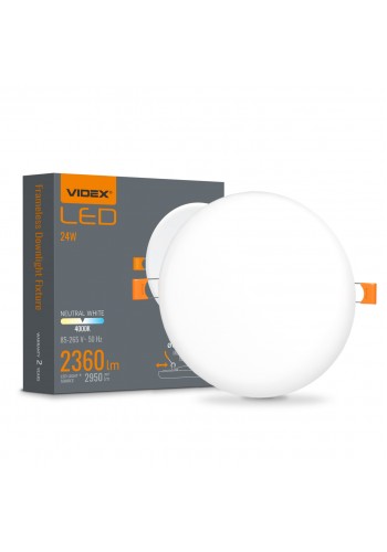 LED світильник безрамковий круглий VIDEX VLE-DLFR-244 24W 4000K 220V VLE-DLFR-244 - 540800