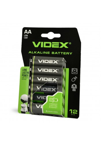 Батарейка лужна VIDEX LR6/AA 12шт BLISTER LR6/12B/AA/1.5V - 486200