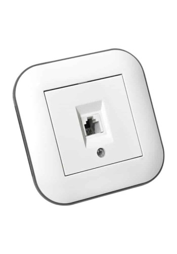 Розетка телефонна LOFT білий+сірий OVIVO 404-010303-221