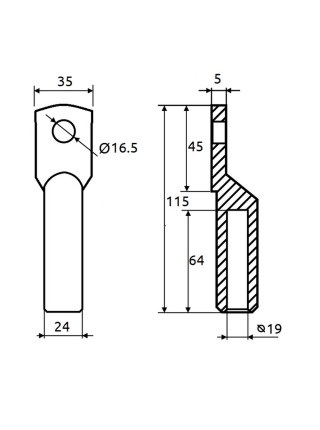 Наконечник мідно-луджений Промфактор DT(G) 185 ( CL/CRG-185-16 )
