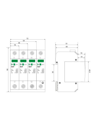 Обмежувач перенапруги MOP1-C 20кА/40кА/275В Промфактор ( MOP1-C275/20 )