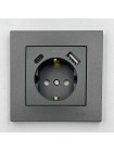 Розетка EL-BI VEGA антрацит матовий 1-на з/з + 2USB (Type C+A) ( 510-016700-334 )