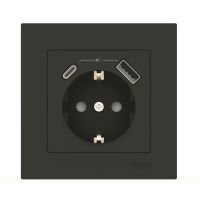 Розетка EL-BI VEGA антрацит матовий 1-на з/з + 2USB (Type C+A) ( 510-016700-334 )