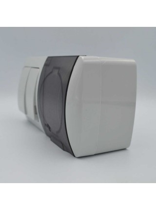 Вимикач EVA сірий 2кл + Розетка з заземленням з кришкою IP54 ( 554-011500-922 )