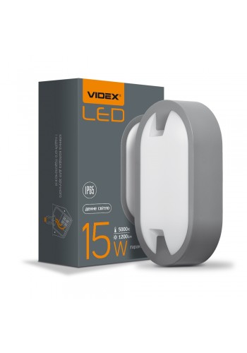 LED світильник IP65 овальний VIDEX 15W 5000K сірий VL-BH12O-155 - 299136
