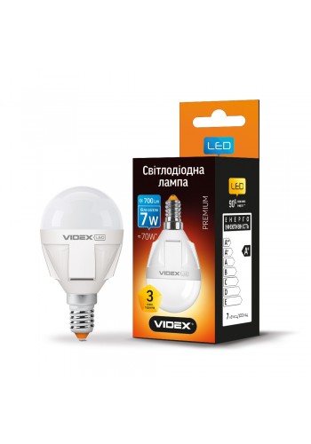 LED лампа VIDEX PREMIUM G45 7W E14 4100K VL-G45-07144 - 293899