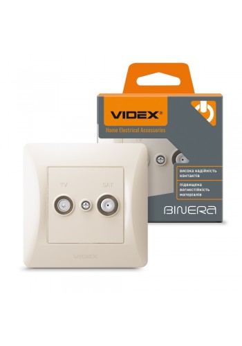 Розетка TV+SAT кінцева кремова VIDEX BINERA VF-BNSK2TVSATE-CR - 296081