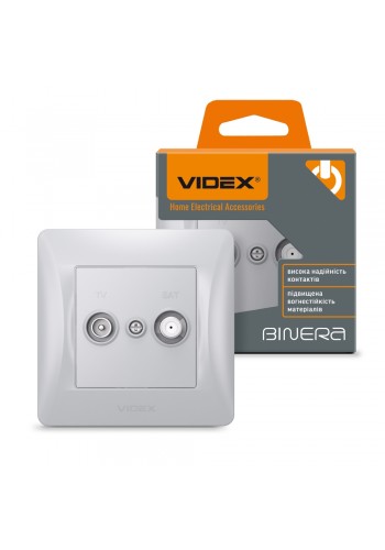 Розетка TV+SAT кінцева срібний шовк VIDEX BINERA VF-BNSK2TVSATE-SS - 297842