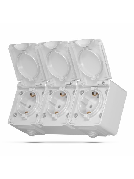 IP65 Розетка зовнішня потрійна із заземленням сіра VIDEX BINERA VF-BNW23G-G - 484367