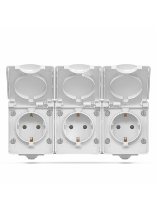 IP65 Розетка зовнішня потрійна із заземленням сіра VIDEX BINERA VF-BNW23G-G - 484367
