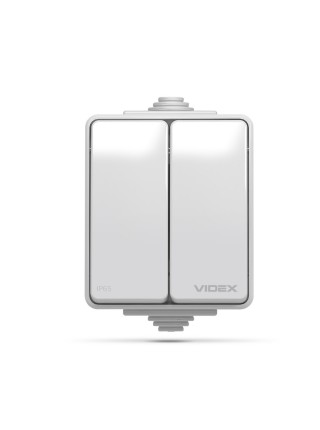 IP65 Вимикач зовнішній двоклавішний сірий VIDEX BINERA VF-BNW12-G - 298221