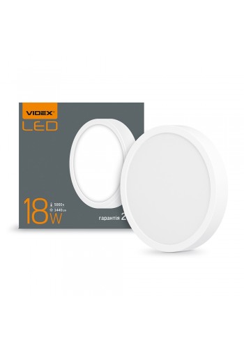 LED Світильник круглий накладний VIDEX 18W 5000K White VL-DLRS-185 - 295466