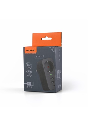 Мережевий адаптер VIDEX ONCORD з/з 1п 2.4A 2USB+USB-C Black VF-AD1G2U1C-B - 484855