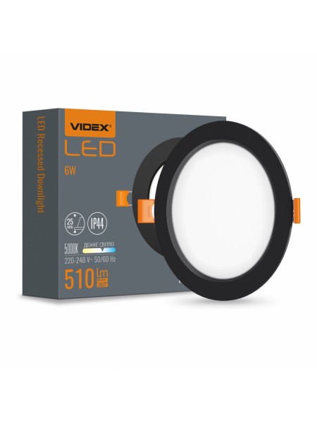 LED світильник Back вбудований круглий VIDEX 6W 5000K Black VL-DLBR-065B - 485241