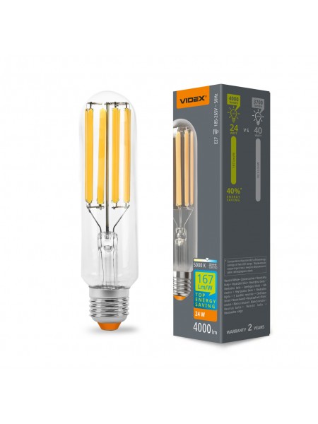 LED лампа VIDEX Filament T38F 24W E27 5000K VL-T38F-24275 - 486880