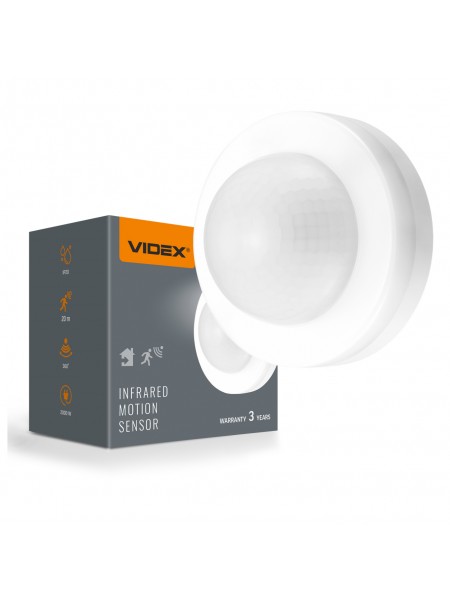 Датчик руху та освітленості VIDEX VL-SPC46W 220V 2000W інфрачервоний білий VL-SPC46W - 488464