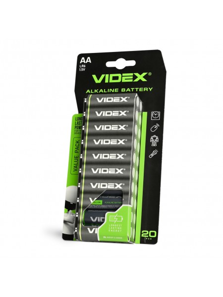 Батарейка лужна VIDEX LR6/AA 20шт BLISTER LR6/20B/AA/1.5V - 486217