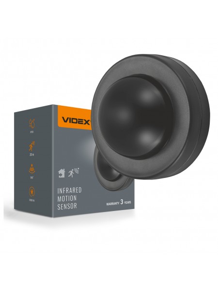 Датчик руху та освітленості VIDEX VL-SPC46B 220V 2000W інфрачервоний чорний VL-SPC46B - 488457