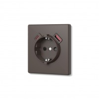 Розетка одинарна із заземленням USB-A+C 20W мокко VIDEX NOTA (VF-NT-SK1GUC-BR) VF-NT-SK1GUC-BR - 489287