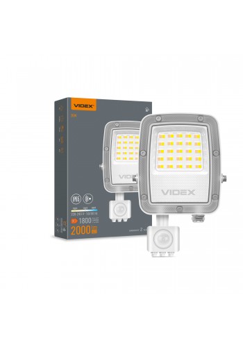 LED прожектор VIDEX F5 20W 3000-5000-6500K з датчиком руху 230V White (VL-F5-020CW-S) VL-F5-020CW-S - 400431
