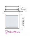 Світлодіодний світильник врізний Slim/Sq-15 15W 6400K HOROZ ELECTRIC 056-005-0015-020