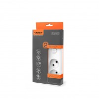 Мережевий подовжувач VIDEX ONCORD б/з 2п 2м з кнопкою White VF-PD22-W - 488204