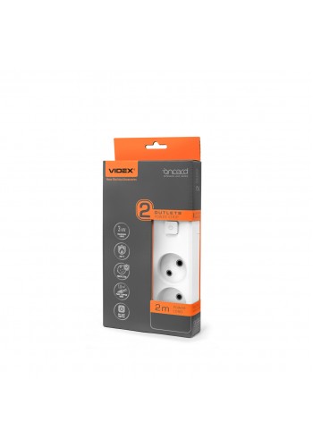 Мережевий подовжувач VIDEX ONCORD б/з 2п 2м з кнопкою White VF-PD22-W - 488204