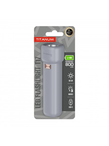 Портативний світлодіодний ліхтарик TITANUM TLF-T17 50Lm Gray TLF-T17 - 489843