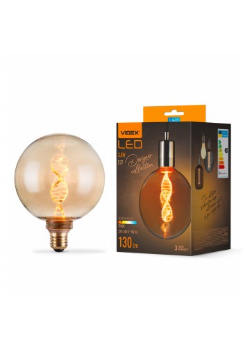 LED лампа VIDEX Filament VL-DNA-G125-A 3.5W E27 1800K Amber VL-DNA-G125-A - 484428
