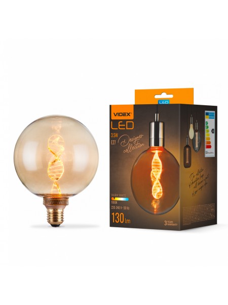 LED лампа VIDEX Filament VL-DNA-G125-A 3.5W E27 1800K Amber VL-DNA-G125-A - 484428