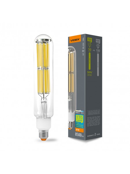 LED лампа VIDEX Filament T52F 50W E27 5000K VL-T52F-50275 - 486897