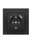 Розетка EL-BI VEGA чорний мат 1-на з заземленням + 2USB (Type C+A) ( 510-014800-334 )