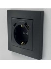 Розетка EL-BI VEGA чорний мат 1-на з заземленням + 2USB (Type C+A) ( 510-014800-334 )