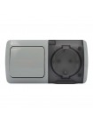 Вимикач EVA сірий 1кл + Розетка з заземленням з кришкою IP54 ( 554-011500-920 )
