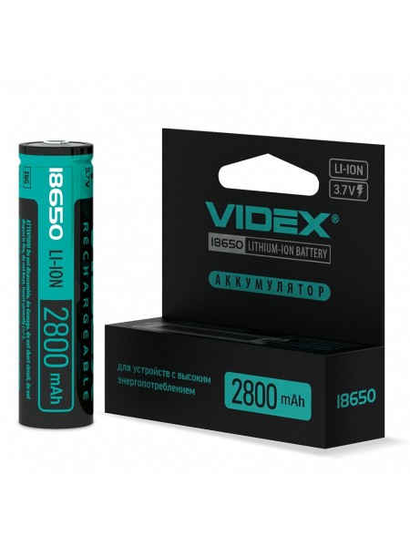 Акумулятор Videx літій-іонний 18650-P (захист) 2800mAh color box/1шт 18650-P/2800/1CB - 293011