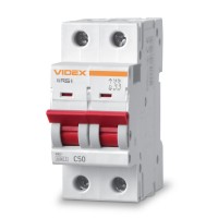 Автоматичний вимикач RS4 2п 50А С 4,5кА VIDEX RESIST VF-RS4-AV2C50 - 481250