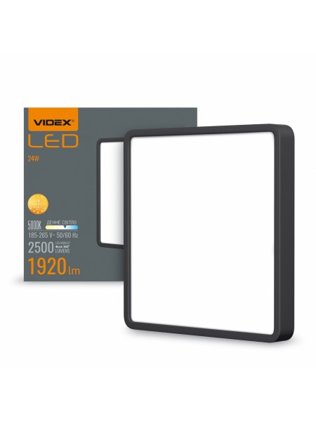 LED Світильник накладний квадрат VIDEX 24W 5000K Black VL-DLSS-245B - 485074