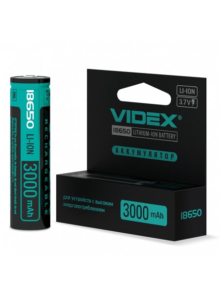 Акумулятор Videx літій-іонний 18650-P (захист) 3000mAh color box/1шт 18650-P/3000/1CB - 295275
