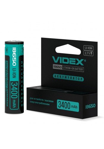 Акумулятор Videx літій-іонний 18650-P (захист) 3400mAh color box/1шт 18650-P/3400/1CB - 295268