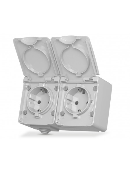 IP65 Розетка зовнішня подвійна із заземленням сіра VIDEX BINERA VF-BNW22G-G - 298283